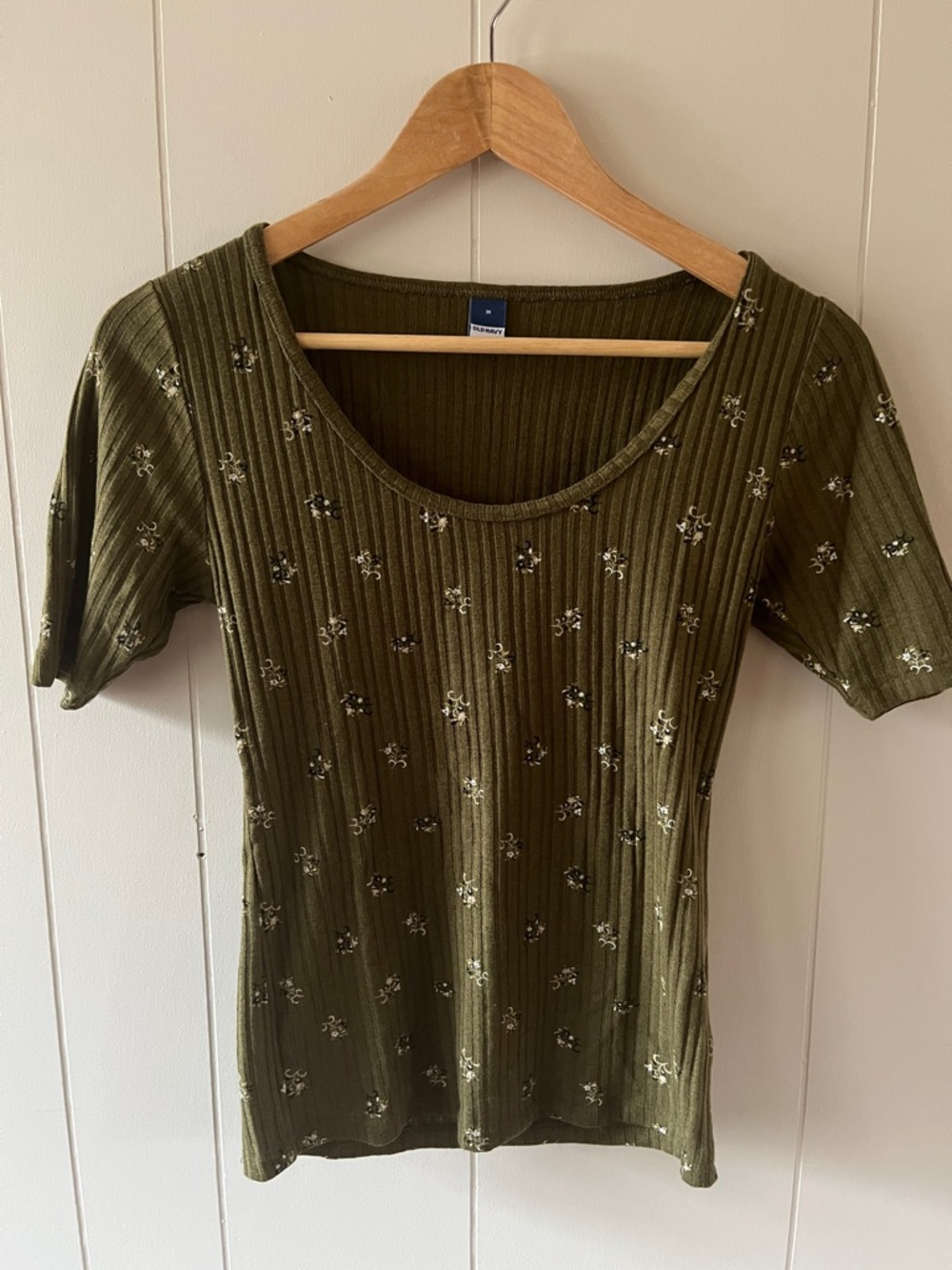 Old Navy Olive Green Ribbed Scoop Neck Top